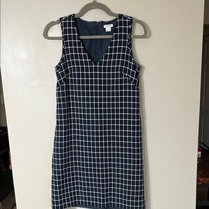 J. Crew Navy and White Checkered Mini Dress
